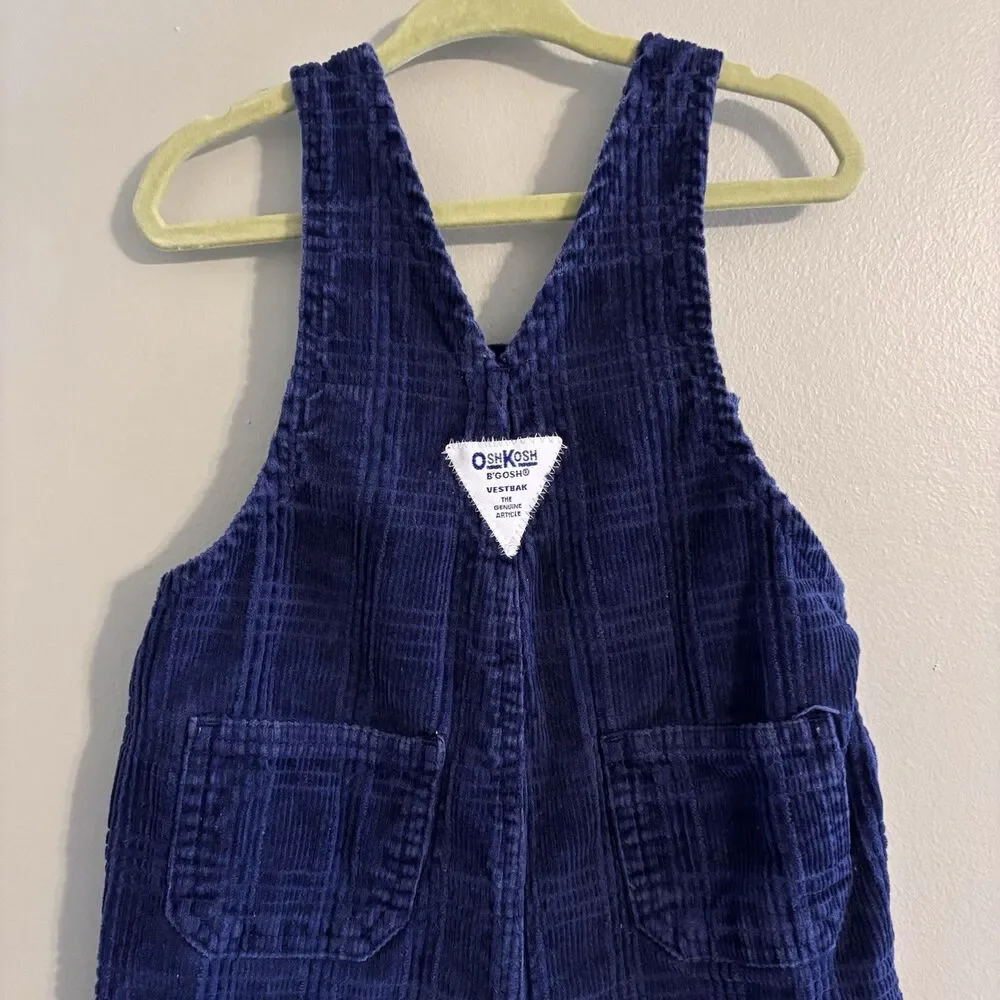 VTG 90s Vestbak OshKosh B'gosh Baby Plaid Corduroy Overalls Sz 18 Mo Kidcore